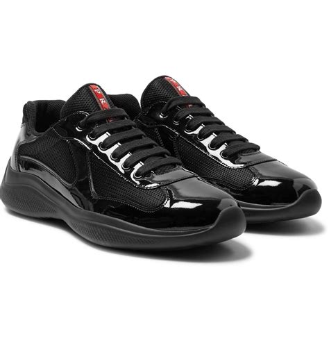 prada black patent leather sneakers